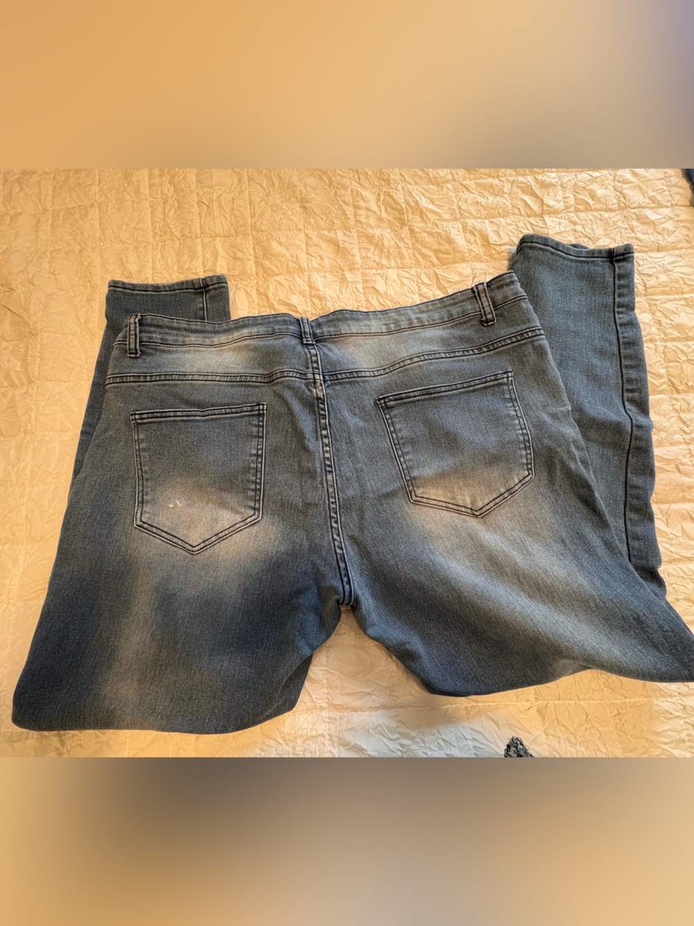 Women's Dark Blue Distressed Skinny Jeans - Picture 3 of 4